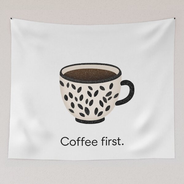 Item preview, Minimalist Coffee Cup Illustration Coffee First designed and sold by BobaBunny76.
