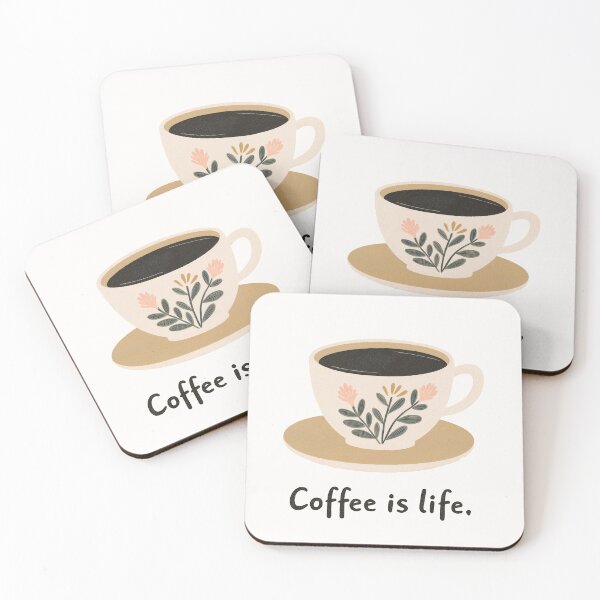 Item preview,  Coffee Is Life Floral Coffee Cup Illustration designed and sold by BobaBunny76.