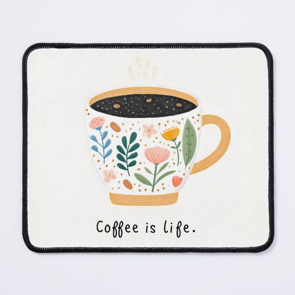Item preview, Coffee Is Life Floral Coffee Cup Illustration designed and sold by BobaBunny76.