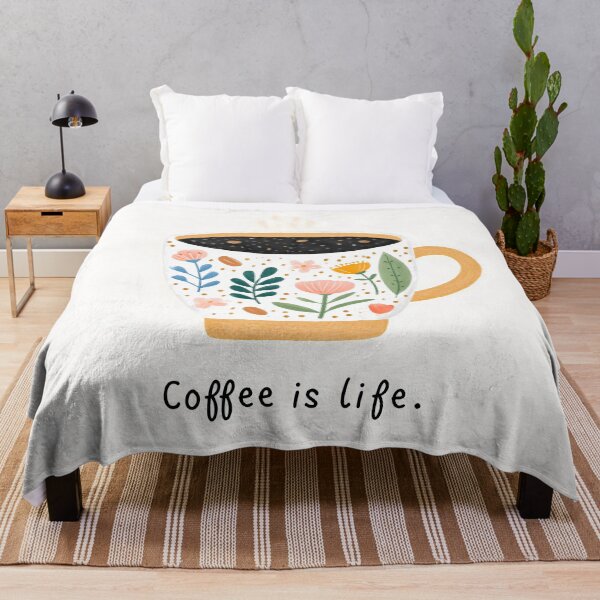 Item preview, Coffee Is Life Floral Coffee Cup Illustration designed and sold by BobaBunny76.