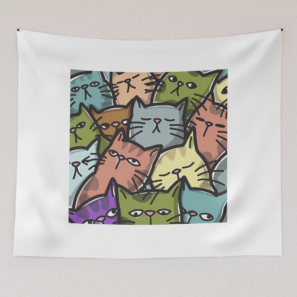 Item preview, Funny Cartoon Cat Faces Illustration designed and sold by RepeatNoProblem.