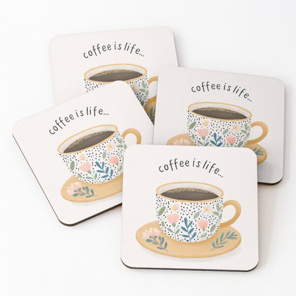 Item preview, Coffee Is Life Floral Coffee Cup Illustration designed and sold by BobaBunny76.