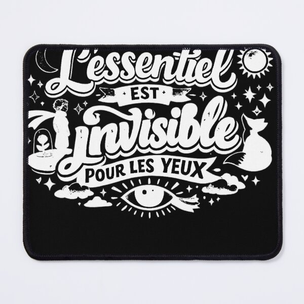 Item preview, "What is essential is invisible to the eyes," a French phrase (negative ver)) designed and sold by Moonshroomarts.
