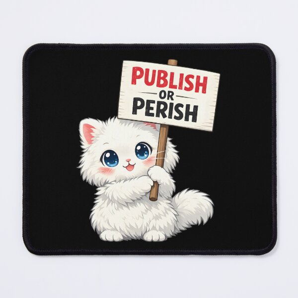 Item preview, Publish or Perish – Kawaii Fluffy Cat Protest – Academic Meme designed and sold by Nerd Romance Café.