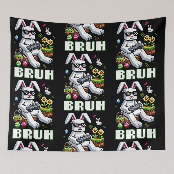 Item preview, Bruh Gamer Easter Bunny Funny Pixel Art Easter Rabbit with Eggs designed and sold by RDGNR.