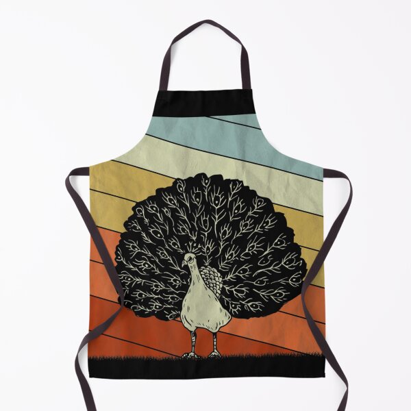 Item preview, Vintage 70s Retro Style Peacock Silhouette Sunset Stripes Colorful Bird Art designed and sold by Twindluzz.