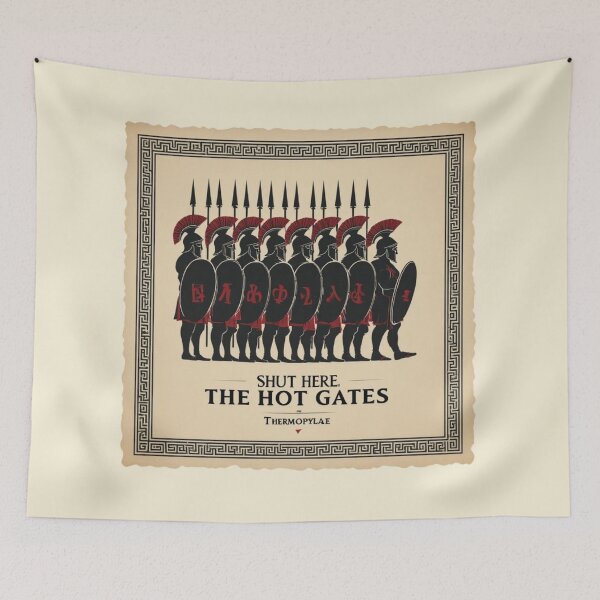 Item preview, Spartan Warrior Thermopylae Funny History Art Print designed and sold by GeoWhimsy Studio.