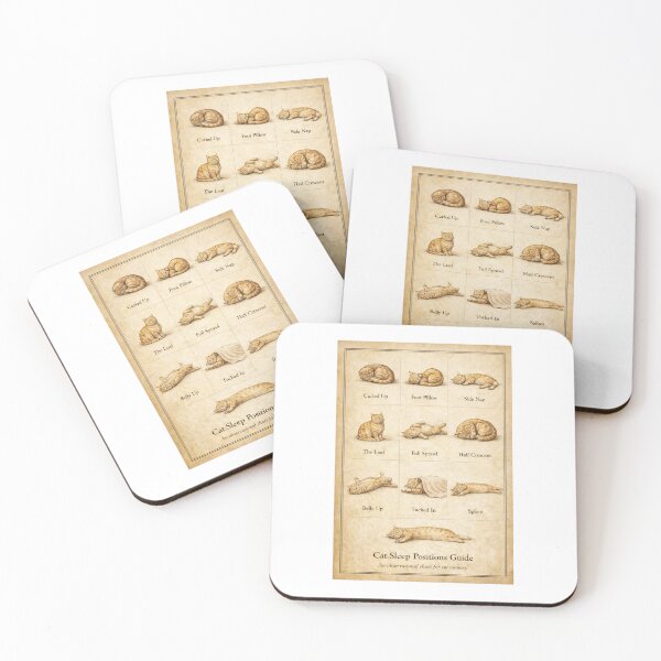 Item preview, Cat Sleep Positions Guide – Vintage Cat Behavior Chart designed and sold by LovelyCatGalaxy.