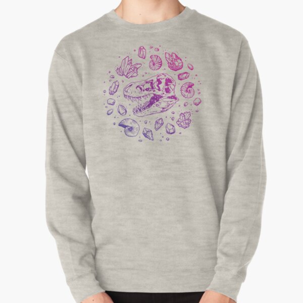 Geo-rex Vortex | Magenta & Purple Ombré | Dinosaur Fossil Art Pullover Sweatshirt