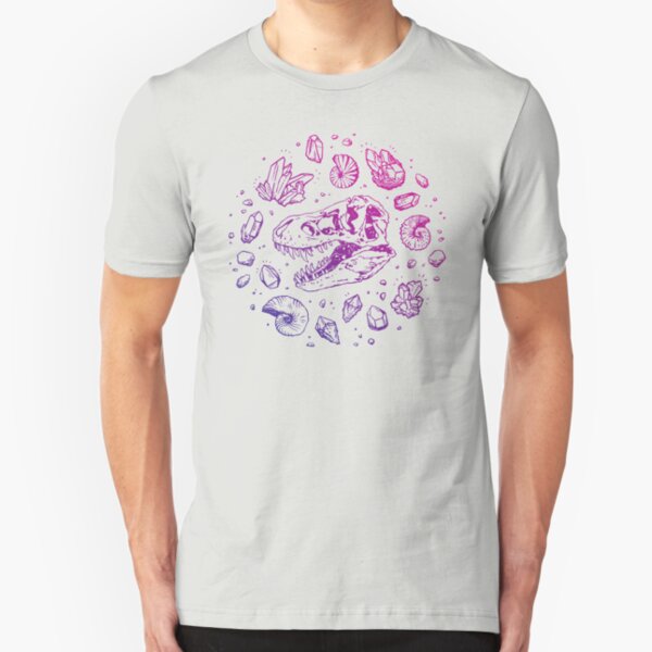 Geo-rex Vortex | Magenta & Purple Ombré | Dinosaur Fossil Art Slim Fit T-Shirt