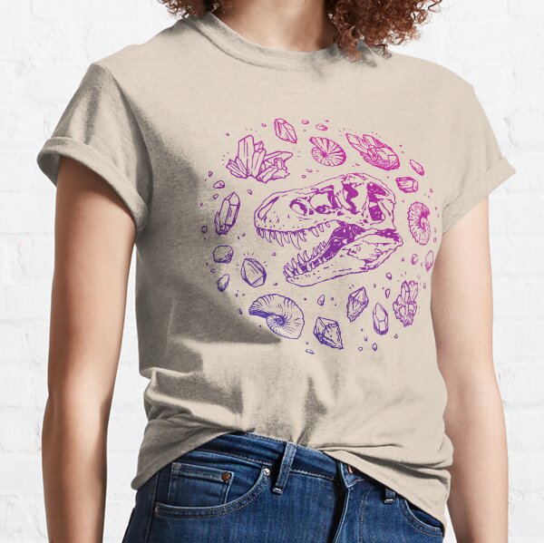 Geo-rex Vortex | Magenta & Purple Ombré | Dinosaur Fossil Art Classic T-Shirt