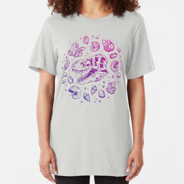 Geo-rex Vortex | Magenta & Purple Ombré | Dinosaur Fossil Art Slim Fit T-Shirt