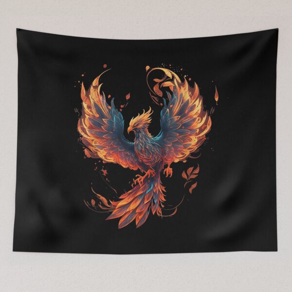 Item preview, Majestic Fire Phoenix Rising Mythical Bird Fantasy Spirit Animal Tattoo Art designed and sold by Plonkylar.