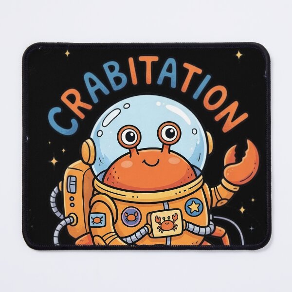 Item preview, Crabitation - Cute Astronaut Crab Pun Doodle designed and sold by LineLoo.