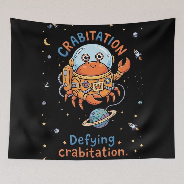 Item preview, Crabitation - Cute Astronaut Crab Pun Doodle  designed and sold by LineLoo.