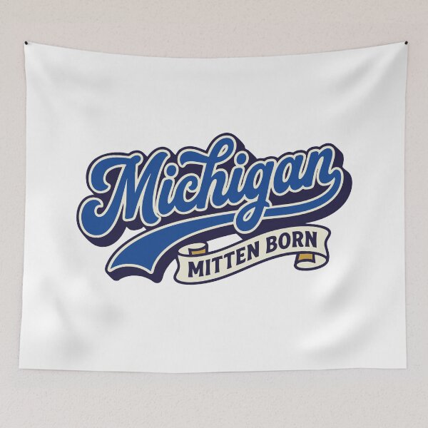 Item preview, Vintage Michigan Mitten Born Retro Script designed and sold by Cozy-Old-Pub.
