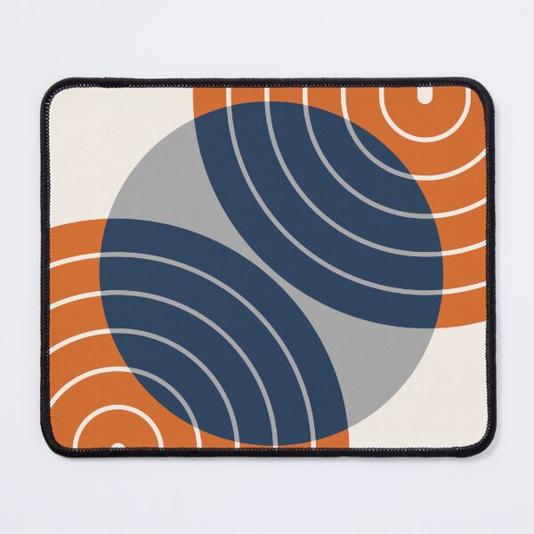 Item preview, Navy Orange Retro Overlapping Circle Pattern | Mid Century Modern Abstract Lines Design designed and sold by nineFlorals.