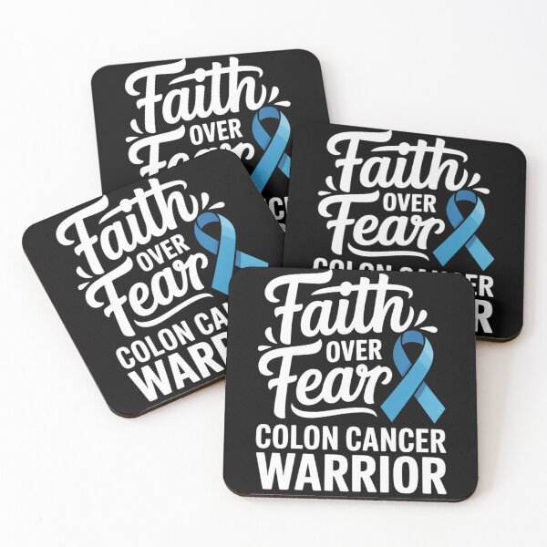 Item preview,  Faith Over Fear Colon Cancer Warrior Script Tee Blue Ribbon Gift designed and sold by DarylWelsh2024.