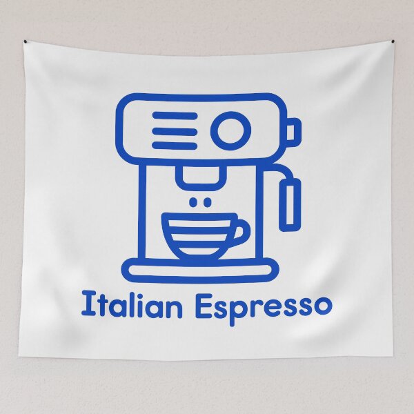 Item preview, Italian Espresso Machine Icon Minimal Blue Line Illustration designed and sold by BobaBunny76.