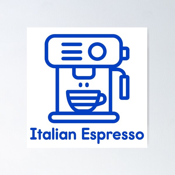 Item preview, Italian Espresso Machine Icon Minimal Blue Line Illustration designed and sold by BobaBunny76.