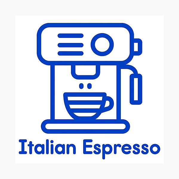 Item preview, Italian Espresso Machine Icon Minimal Blue Line Illustration designed and sold by BobaBunny76.