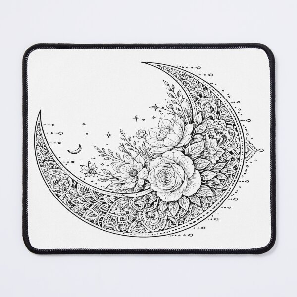 Item preview, Dark Celestial Crescent Moon Floral Mandala — Gothic Moon Art, Witchy Botanical Moon Design designed and sold by LunarStillCo.