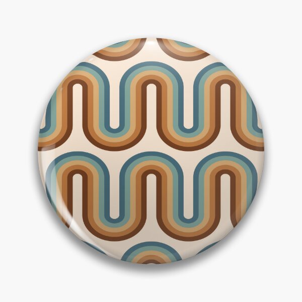 Item preview, Retro MCM Wave Pattern  - Blue, chocolate brown and beige designed and sold by JMgraphic.