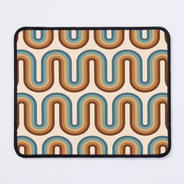 Item preview, Retro MCM Wave Pattern  - Blue, chocolate brown and beige designed and sold by JMgraphic.