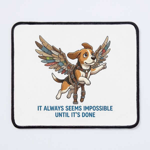 Item preview, Impossible Until Done - Cute Flying Beagle Dog Motivational Sticker designed and sold by Desperate Measures.
