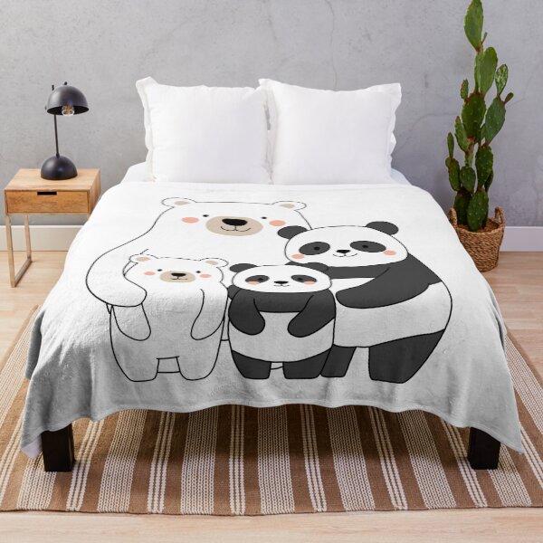 Item preview, Kawaii Polar Bear and Panda Family Minimalist Art designed and sold by JEVANStudio.