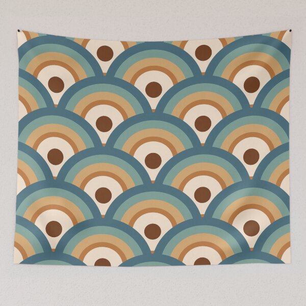 Item preview, Retro Geometric Gradient Pattern  -  Blue, chocolate brown and beige designed and sold by JMgraphic.