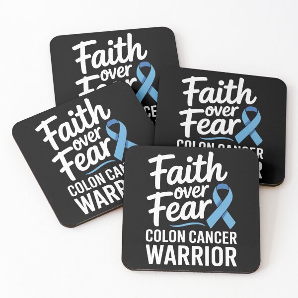 Item preview, Faith Over Fear Colon Cancer Warrior Blue Ribbon Script Awareness Shirt designed and sold by DarylWelsh2024.