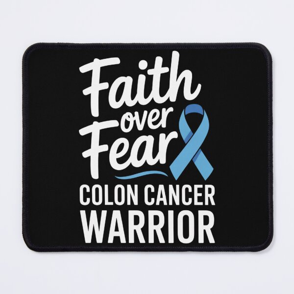 Item preview, Faith Over Fear Colon Cancer Warrior Blue Ribbon Script Awareness Shirt designed and sold by DarylWelsh2024.