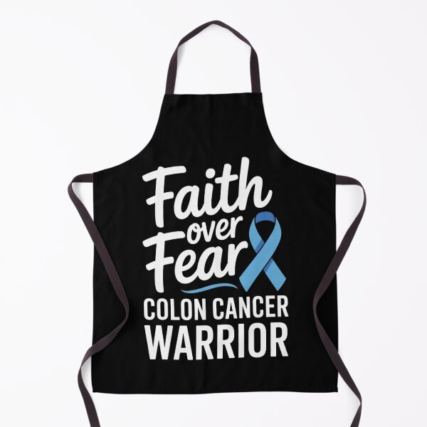 Item preview, Faith Over Fear Colon Cancer Warrior Blue Ribbon Script Awareness Shirt designed and sold by DarylWelsh2024.