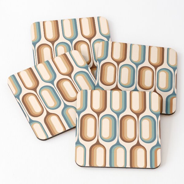 Item preview, Mid Century Modern Retro 70s - Blue, chocolate browns, beige designed and sold by JMgraphic.