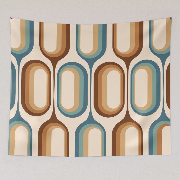 Item preview, Mid Century Modern Retro 70s - Blue, chocolate browns, beige designed and sold by JMgraphic.