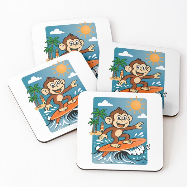 Item preview, Catch the waves with this surfing cartoon style Monkey designed and sold by Stef Ringoot, cartoons and illustrations.