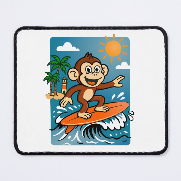 Item preview, Catch the waves with this surfing cartoon style Monkey designed and sold by Stef Ringoot, cartoons and illustrations.