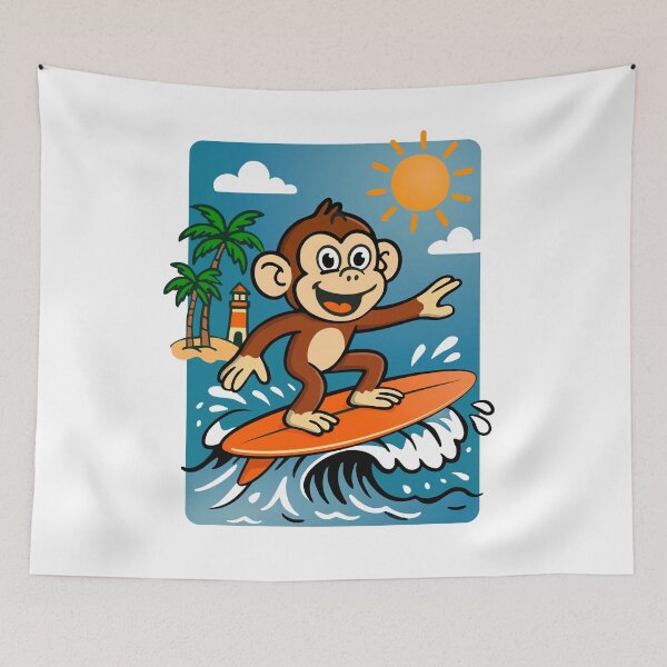 Item preview, Catch the waves with this surfing cartoon style Monkey designed and sold by Stef Ringoot, cartoons and illustrations.