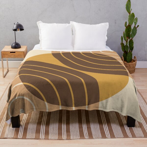 Item preview, Caramel Latte Retro Geometric Lines Pattern | Abstract Retro Sun Circle Design designed and sold by nineFlorals.
