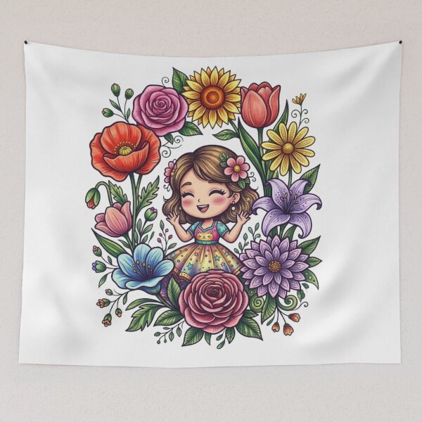 Item preview, Beautiful flowers and a cute little girl. designed and sold by PP&RAINBOW SHOP.