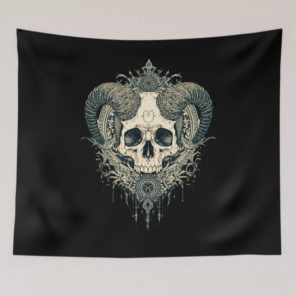 Item preview, Aries Skull Zodiac Design – Gothic Aries Ram Skull, Dark Astrology Aesthetic designed and sold by SKULLARTISTRY.