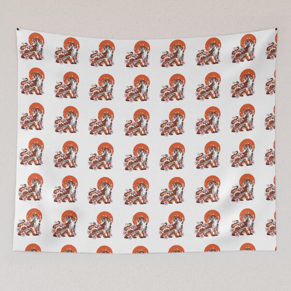 Item preview, Powerful Japanese Tiger Illustration with Sakura Flowers designed and sold by LittleSmileArt.
