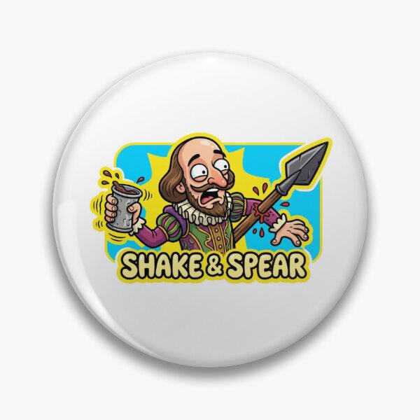 Item preview, Shake & Spear Funny Shakespeare Pun Cartoon Sticker designed and sold by Imaginarium of Chaos falcon88 .