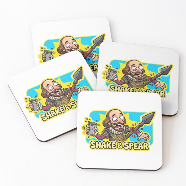Item preview, Shake & Spear Funny Shakespeare Pun Cartoon Sticker designed and sold by Imaginarium of Chaos falcon88 .
