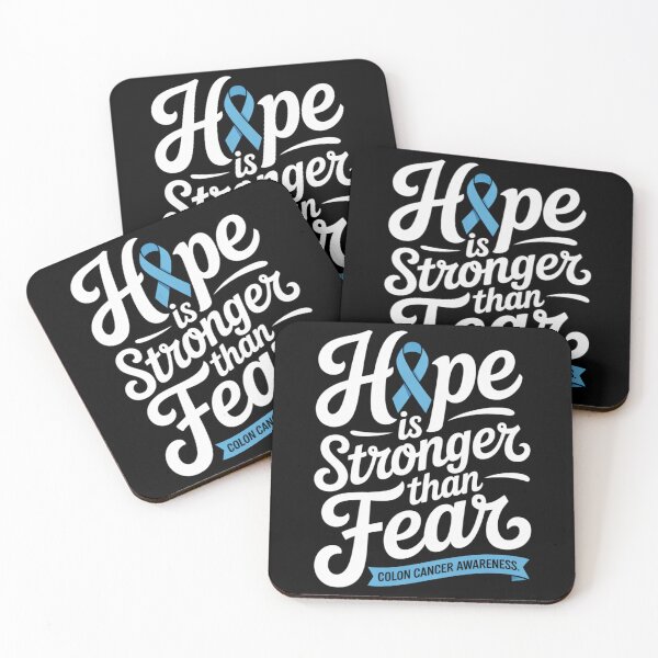 Item preview, Hope Is Stronger Than Fear Colon Cancer Awareness Blue Ribbon Script Shirt designed and sold by DarylWelsh2024.
