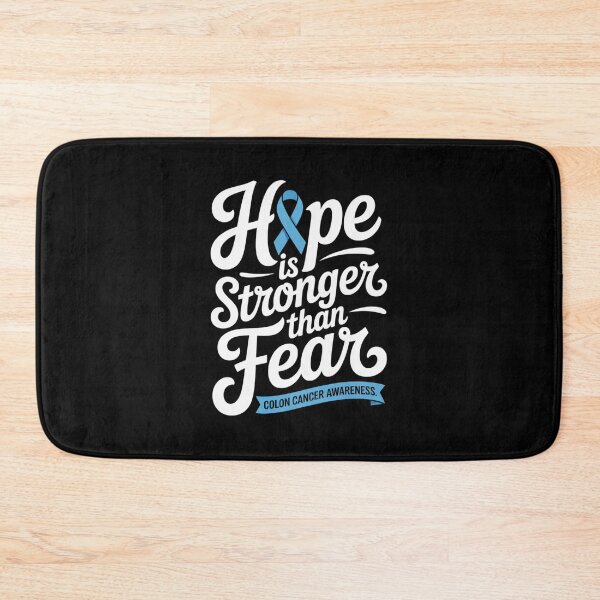 Item preview, Hope Is Stronger Than Fear Colon Cancer Awareness Blue Ribbon Script Shirt designed and sold by DarylWelsh2024.