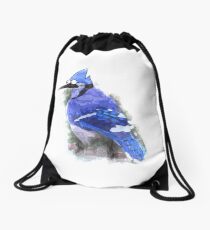 Mordecai the Blue Jay Drawstring Bag