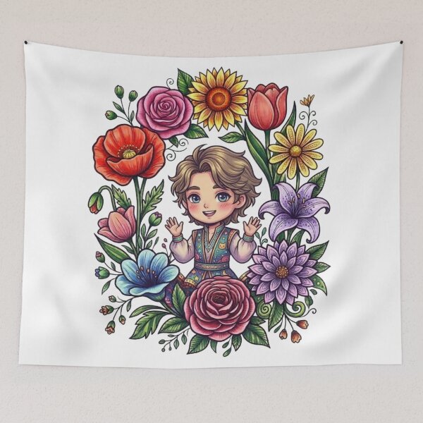 Item preview, Flowers and a cute boy. designed and sold by PP&RAINBOW SHOP.