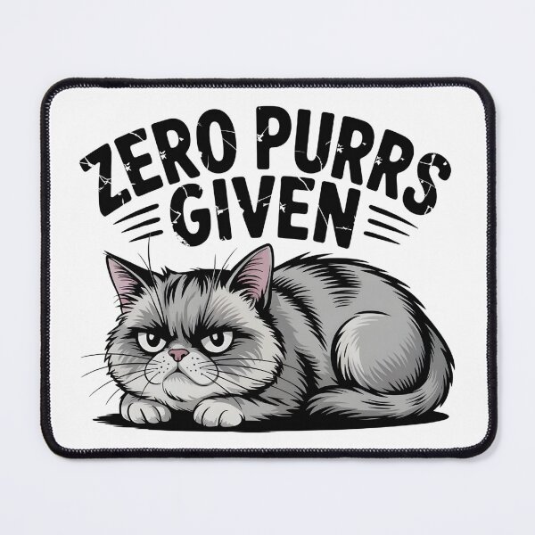 Item preview, Zero Purrs Given Funny Mad Cat Retro Typography designed and sold by CoastalEmp.
